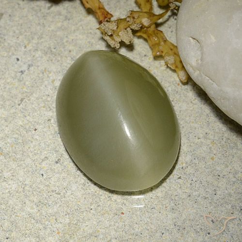 Occhio di gatto ovale in actinolite da 5,88 ct, 14,2 x 10,5 mm dagli Stati Uniti, Photo A