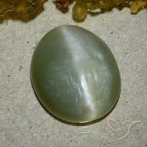 8.60 ct Green Actinolite Cat's Eye Stone, Natural Actinolite Cat's Eye in Oval Cabochon Shape for Sale