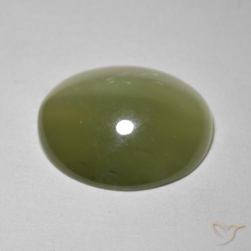 Actinolite Cat's Eye Gemstone in 14.2 x 12.5 mm Size for Sale, Actinolite Cat's Eye Stone in Army Green Color