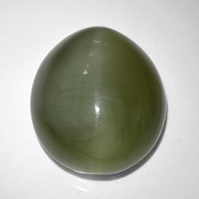 9.44 ct Green Actinolite Cat's Eye Gemstone, Actinolite Cat's Eye Gem in Oval Cabochon Shape for Sale.