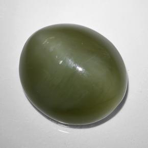 9.44 ct Green Actinolite Cat's Eye Stone, Natural Actinolite Cat's Eye in Oval Cabochon Shape for Sale