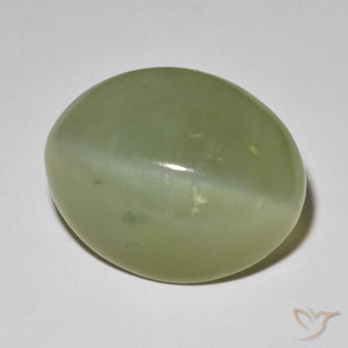 11.42 ct Green Actinolite Cat's Eye Stone, Natural Actinolite Cat's Eye in Oval Cabochon Shape for Sale