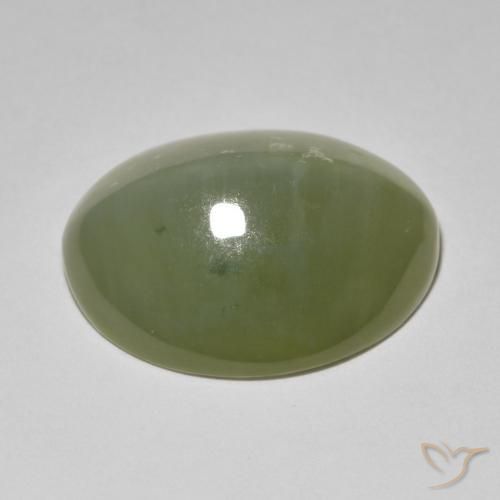Actinolite Cat's Eye Gemstone in 17.5 x 14.1 mm Size for Sale, Actinolite Cat's Eye Stone in Grayish Green Color