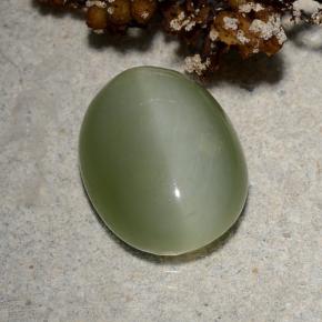 4.46 ct Green Actinolite Cat's Eye Stone, Natural Actinolite Cat's Eye in Oval Cabochon Shape for Sale