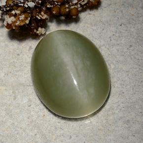 9.06 ct Green Actinolite Cat's Eye Gemstone, Actinolite Cat's Eye Gem in Oval Cabochon Shape for Sale.