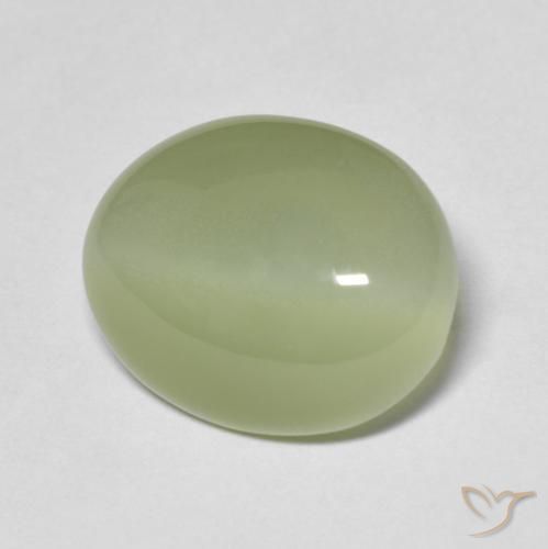 5.67 ct Green Actinolite Cat's Eye Stone, Natural Actinolite Cat's Eye in Oval Cabochon Shape for Sale