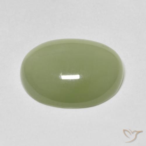 Actinolite Cat's Eye Gemstone in 13.7 x 11 mm Size for Sale, Actinolite Cat's Eye Stone in Army Green Color