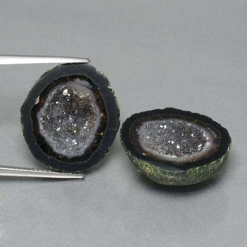 Vielfarbig-grün Achat-Geode Edelstein - 16.3ct Ausgefallene Kristall-Cluster (ID: 455660)