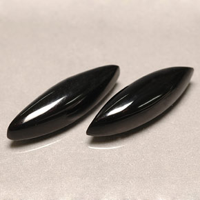4.61 ct Black Agate Gemstone, Agate Gem in Marquise Cabochon Shape for Sale.