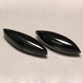 4.61 ct Black Agate Stone, Natural Agate in Marquise Cabochon Shape for Sale