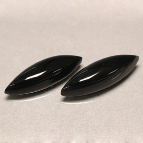 4.25 ct Black Agate Gemstone, Agate Gem in Marquise Cabochon Shape for Sale.