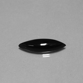 1.69 ct Black Agate Gemstone, Agate Gem in Marquise Cabochon Shape for Sale.
