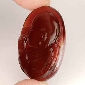 37.34 ct Orange Agate Stone, Natural Agate in Carved Cameo Shape for Sale