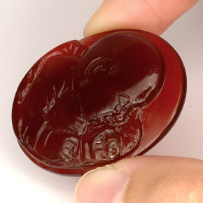 Agate Gemstone in 32.5 x 25.4 mm Size for Sale, Agate Stone in Red Orange Color