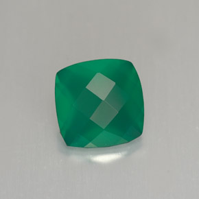1.29 ct Green Agate Gemstone, Agate Gem in Cushion Checkerboard Shape for Sale.
