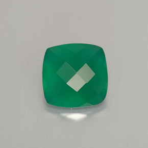 1.22 ct Green Agate Gemstone, Agate Gem in Cushion Rose-Cut Shape for Sale.
