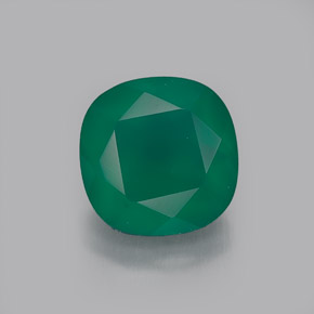 1.28 ct Green Agate Gemstone, Agate Gem in Cushion-Cut Shape for Sale.