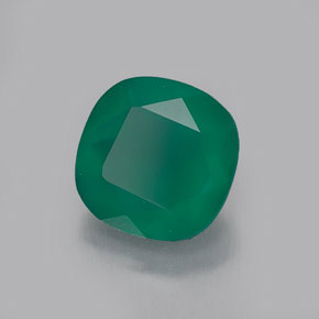 1.28 ct Green Agate Stone, Natural Agate in Cushion-Cut Shape for Sale