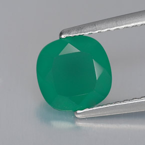 1.28 ct Green Agate Gemstone, Agate Gem in Cushion-Cut Shape for Sale.