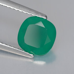 1.28 ct Green Agate Stone, Natural Agate in Cushion-Cut Shape for Sale