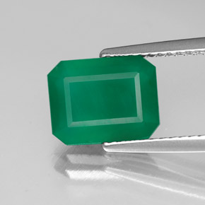 2.06 ct Green Agate Gemstone, Agate Gem in Octagon Facet Shape for Sale.