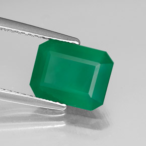 2.06 ct Green Agate Stone, Natural Agate in Octagon Facet Shape for Sale