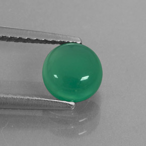 1.01 ct Green Agate Gemstone, Agate Gem in Round Cabochon Shape for Sale.