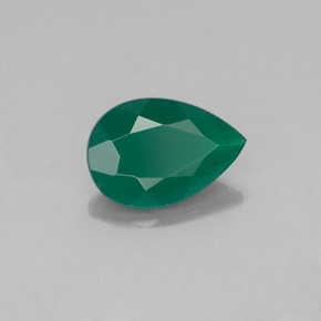0.94 ct Green Agate Stone, Natural Agate in Pear Facet Shape for Sale