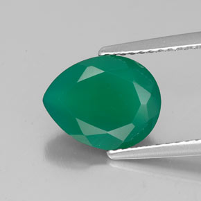 2.38 ct Green Agate Gemstone, Agate Gem in Pear Facet Shape for Sale.