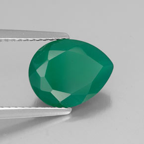 2.38 ct Green Agate Stone, Natural Agate in Pear Facet Shape for Sale