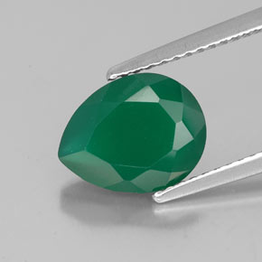 2.23 ct Green Agate Gemstone, Agate Gem in Pear Facet Shape for Sale.