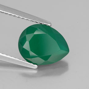 2.23 ct Green Agate Stone, Natural Agate in Pear Facet Shape for Sale