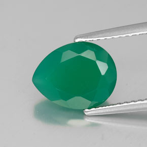 2.38 ct Green Agate Gemstone, Agate Gem in Pear Facet Shape for Sale.