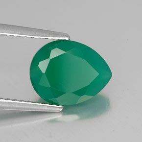 2.38 ct Green Agate Stone, Natural Agate in Pear Facet Shape for Sale