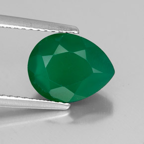 2.41 ct Green Agate Gemstone, Agate Gem in Pear Facet Shape for Sale.