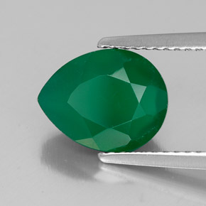 2.41 ct Green Agate Stone, Natural Agate in Pear Facet Shape for Sale