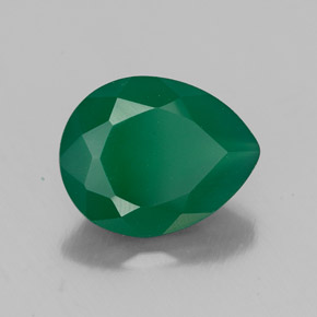 2.17 ct Green Agate Stone, Natural Agate in Pear Facet Shape for Sale