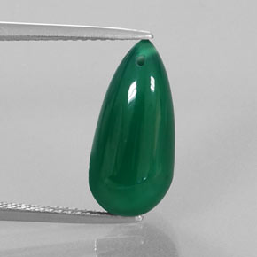 6.16 ct Green Agate Gemstone, Agate Gem in Drilled Teardrop Shape for Sale.
