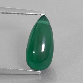 2.88 ct Green Agate Gemstone, Agate Gem in Drilled Teardrop Shape for Sale.