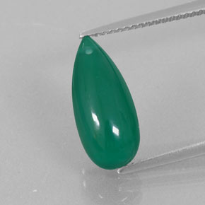 5.34 ct Green Agate Gemstone, Agate Gem in Drilled Teardrop Shape for Sale.