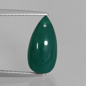 3.93 ct Green Agate Gemstone, Agate Gem in Drilled Teardrop Shape for Sale.
