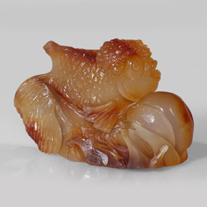 356.10 ct Orange Agate Stone, Natural Agate in Carved Fish Shape for Sale