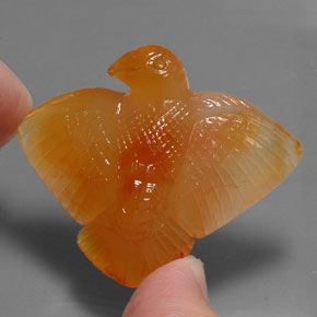74.60 ct Orange Agate Gemstone, Agate Gem in Bird Carving Shape for Sale.
