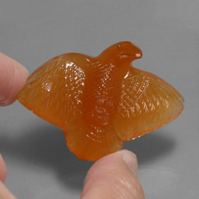 65.43 ct Orange Agate Gemstone, Agate Gem in Bird Carving Shape for Sale.