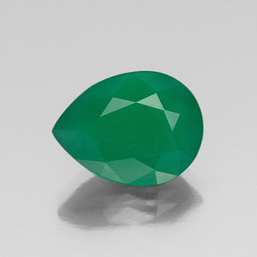 6.96 ct Green Agate Gemstone, Agate Gem in Pear Facet Shape for Sale.