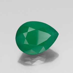6.96 ct Green Agate Stone, Natural Agate in Pear Facet Shape for Sale