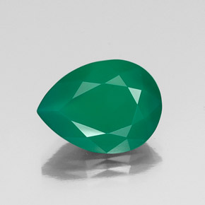 6.65 ct Green Agate Gemstone, Agate Gem in Pear Facet Shape for Sale.