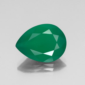 6.24 ct Green Agate Gemstone, Agate Gem in Pear Facet Shape for Sale.