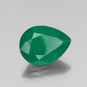 6.24 ct Green Agate Stone, Natural Agate in Pear Facet Shape for Sale