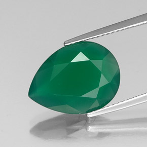 5.00 ct Green Agate Gemstone, Agate Gem in Pear Facet Shape for Sale.